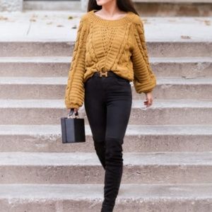 Express Balloon Sleeve Chenille Sweater